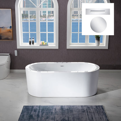 WOODBRIDGE 67" Air Bubble and Whirlpool Jetted Freestanding Bathtub B0030 / BTS1606