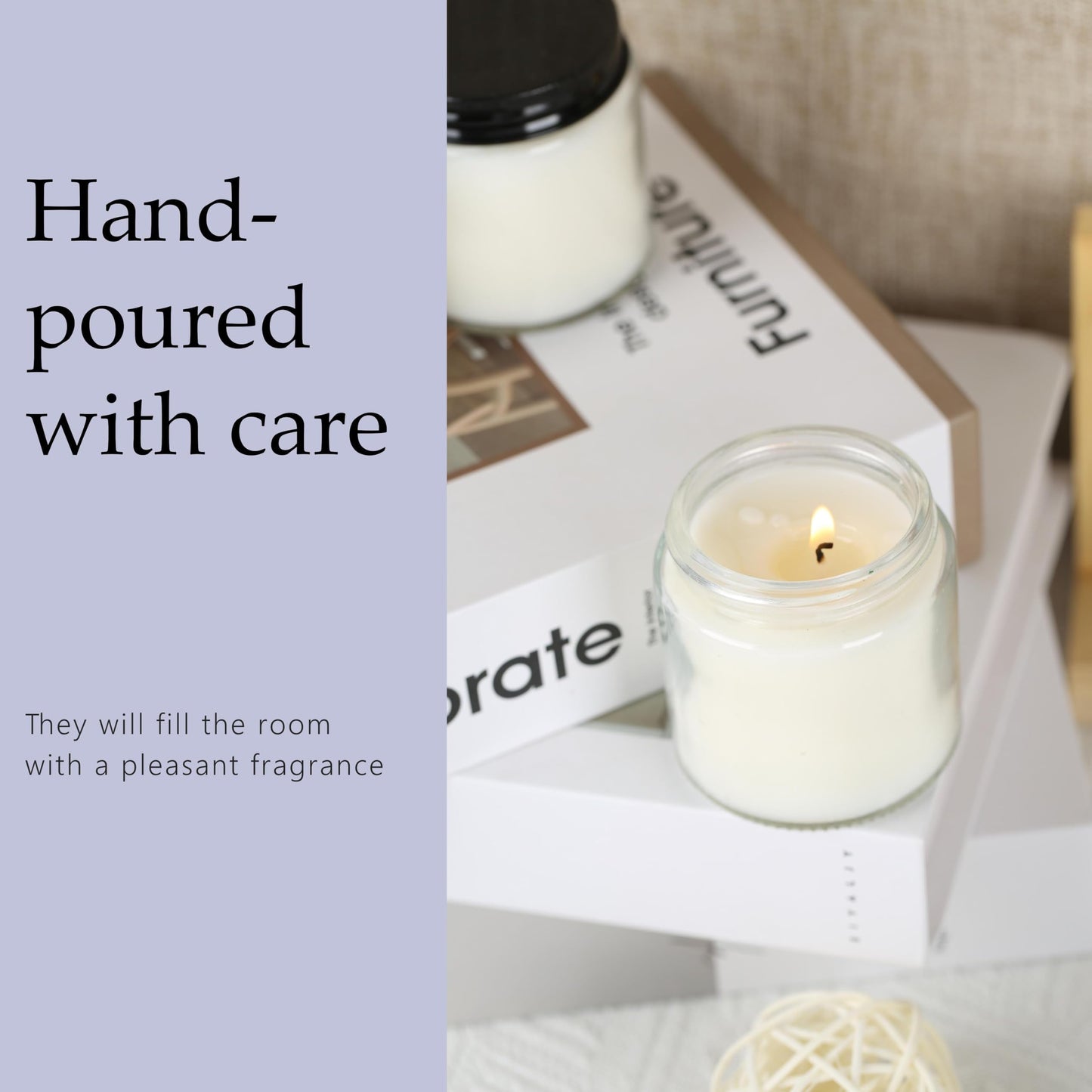 Cmoott 24 Pcs 4 Oz Mason Jar Candles, Lavender Scented Soy Candles Bulk Set for Stress Relief and Relaxation, Great Favors for Wedding, Christmas, Housewarming Gifts (Black, Lavender, 24)