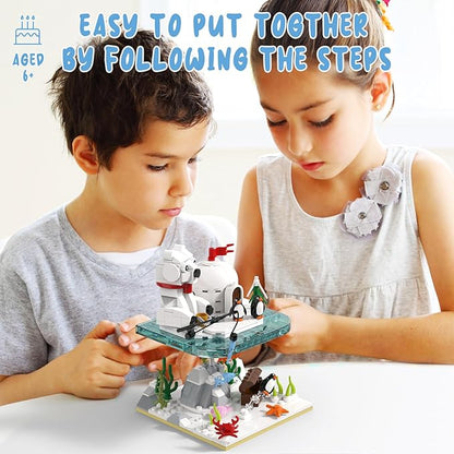 Christmas Polar Bear and Penguin Building Set Sea Animals Building Kit Winter Village Includes Igloo Fish Crab Sea Animals Brithday Gift for Boys Girls Aged 8+ (286Pcs)