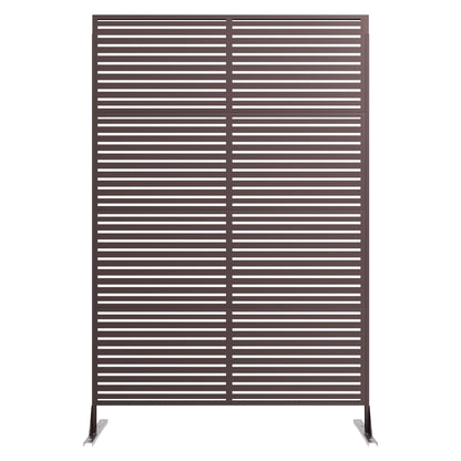 Patikuin Rustproof Decorative Metal Privacy Screen Fence – 72" Freestanding Outdoor & Indoor Divider Panel, Weather Resistant, Easy Snap Installation, Brown