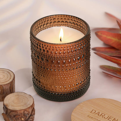 DARJEN Sandalwood Candles for Home- 10oz 68H Natural Soy Wax Aromatherapy Jar Candle with Strong Scent, Decorative Aesthetic Candles for Home Office, Evening Wind-Down, Luxury Gift for Man Cave