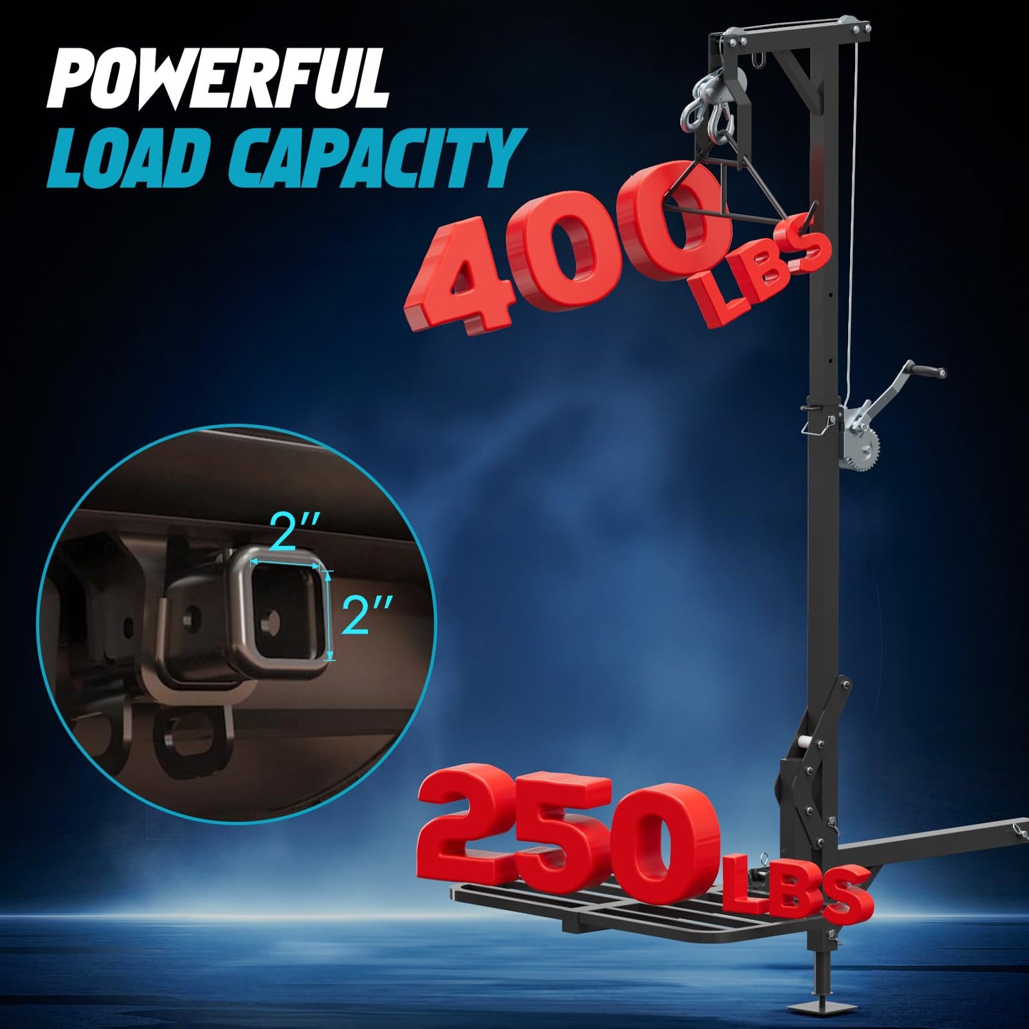 Truck Hitch Game Hunting Hoist - CROSSHIP Mounted Lifting System & Hitch Game Hoist - Easy 10-Minute Installation - 360 Degree Rotation, Detachable 3in1 (2025 Upgrade)