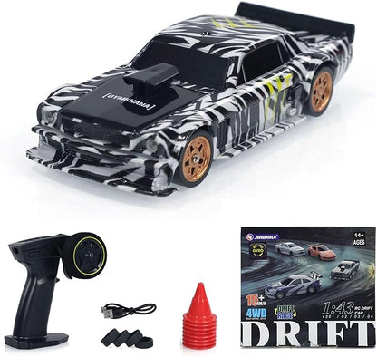 TOUCAN RC HOBBY 1:43 RTR Race Car Gyro Drift Car 4WD Traffic Cones Mini for Men with a Gyro (Camouflage) for Ages 14+