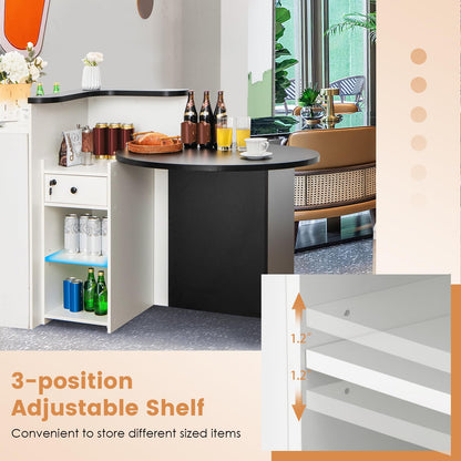 Tangkula Reception Desk, Front Counter Desk with Lockable Drawer & Adjustable Shelf, Oval Desktop, Retail Counter for Checkout, Computer Workstation for Salon Lobby Office, Home Office Desk