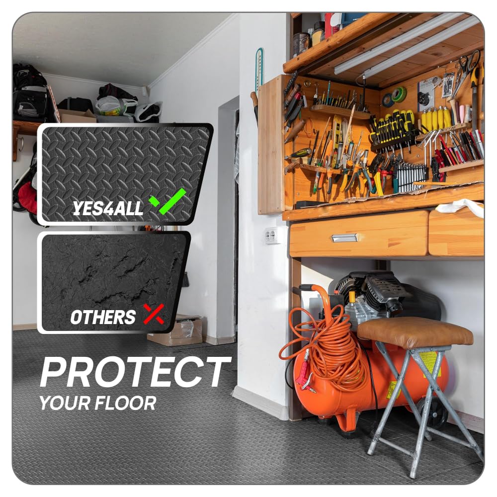 Yes4All EVA Interlocking Mats, Puzzle Floor Tiles, Foam Floor Padding with Border for Furniture, Home Space, Living Room, Garage 11,15,32,99 SQFT