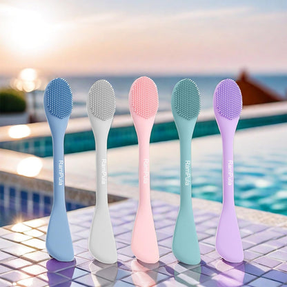 Facial Cleansing Brush, 2 in 1 Silicone Face Mask Brush & Face Scrubber, For Exfoliating, Massaging, Remove Blackheads, Makeup Skincare Removal, Applicator for Mud, Clay, Body Lotion, DIY Mask