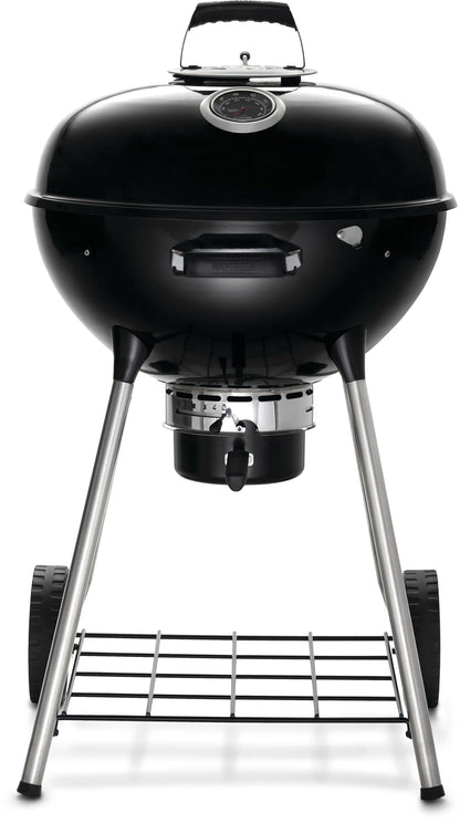 Napoleon NK22 Premium Charcoal Kettle Grill, Black, Porcelain-Enameled Lid and Bowl, Chrome-Plated Cooking Grid