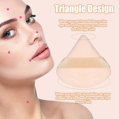 Pimoys 6 Pieces Powder Puff Face Makeup Sponge Soft Velour Triangle Powder Puffs Beauty Sponge Stocking Stuffers for Loose Powder (Black, Pink)