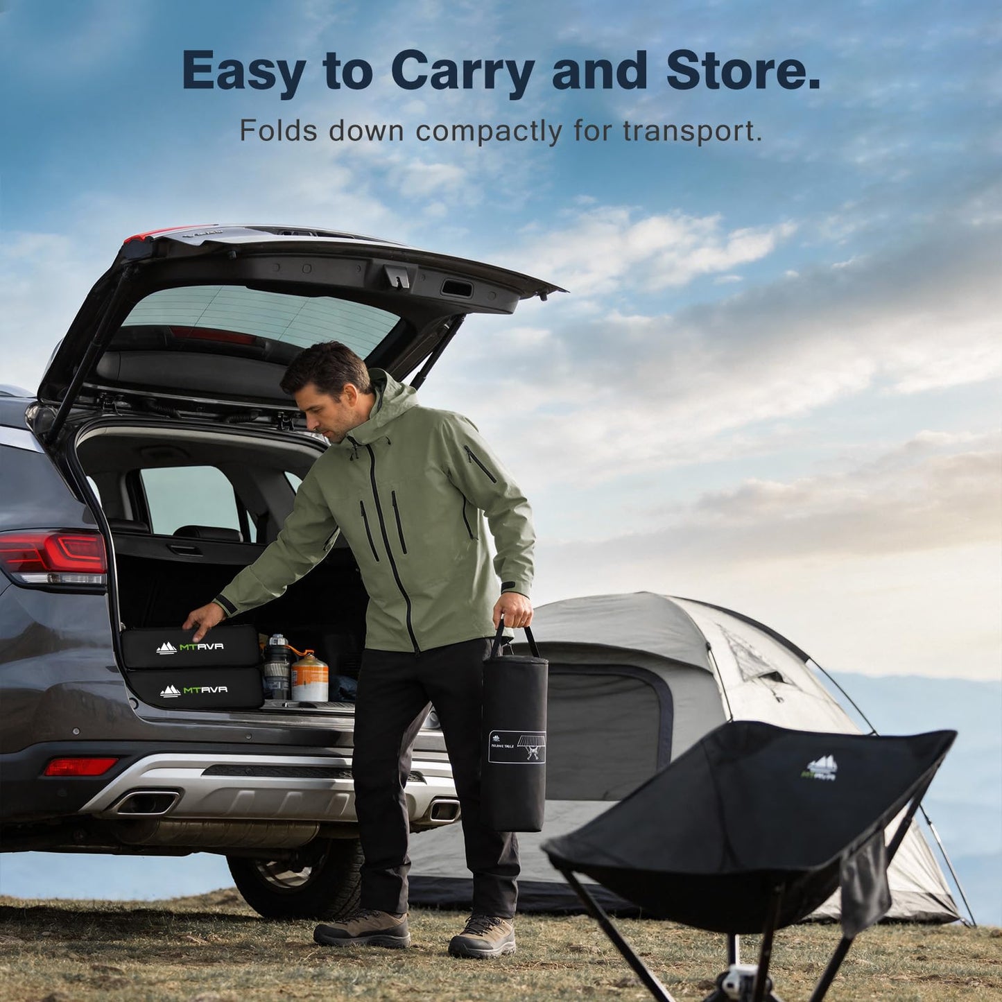 MTRVR Folding Camping Table — Stable Roll-Up Aluminum Design, Solid Support Structure, Portable Outdoor Table for Camping, Cooking, RV & Travel