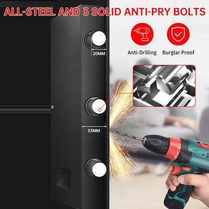 3.4 Cubic Home Safe Fireproof Waterproof, Fire Safe Box for Home with Digital Keypad, Key Lock and Alarm System, Anti-theft Security Safes Water and Fireproof for Document Medicine Money Valuables