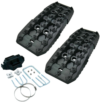 Caliber XTrax Off Road and Snow Recovery Traction Boards and Mounting Kit Bundle, Black