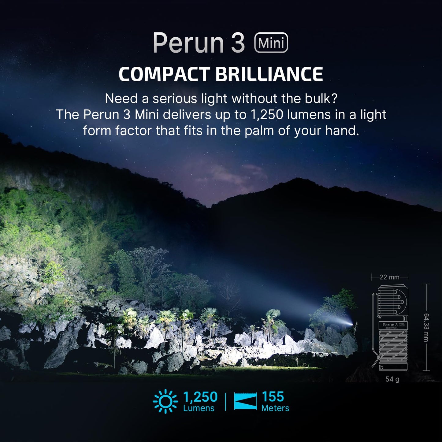 OLIGHT Perun 3 Mini Premium Headlamp 1250 Lumens with Type-C Charging Box, Rechargeable Headlight with Red Light Option,Perfect for Working, Hiking, Camping and Climbing (Midnight Blue)