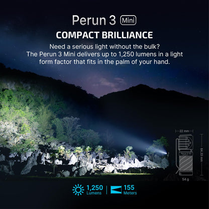 OLIGHT Perun 3 Mini Premium Headlamp 1250 Lumens Flashlight with Type-C Charging Box Bundle with iUltra Rechargeable EDC Flashlight
