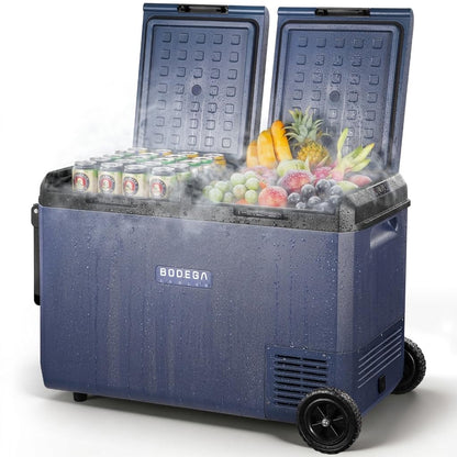 BODEGACOOLER 100QT Portable Car Refrigerator Freezer with Wheels, 12V Fridge Freezer, Electric Cooler for Car, -20℃ Car Freezer, 12 Volt Refrigerator Portable for Camping, RV, Travel, IPX4, Quiet