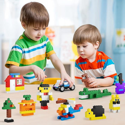 burgkidz Building Bricks 568 Pieces Toys Classic Building Blocks Includes Wheels Door Window Compatible Bulk Block with Storage Box and Baseplate STEM Educational Gift for Kids 3+ Year