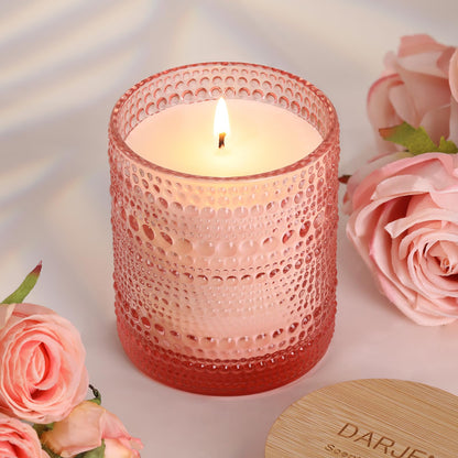DARJEN Rose Scented Candles for Home- 10oz 68H Natural Soy Wax Aromatherapy Jar Candle, Decorative Aesthetic Candles for Master Bedroom, Date Nights, Self-Care Sunday, Luxury Gift for Women