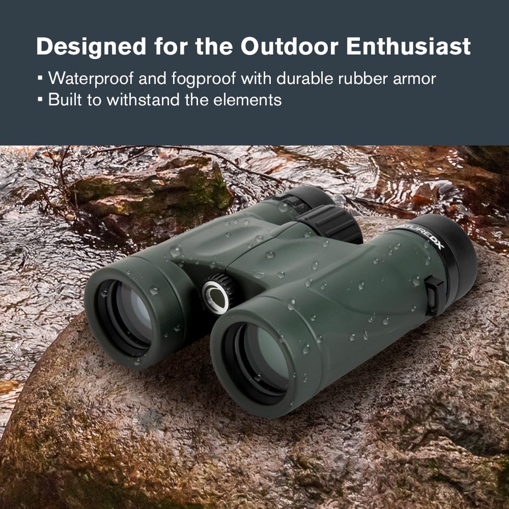 Celestron - Nature DX 8x32 Binoculars – Ideal for Birding and Outdoors – 32mm Objective Lenses – Wide 7.4° Field of View – BaK-4 Prisms – Fully Multi-Coated – Waterproof and Fogproof