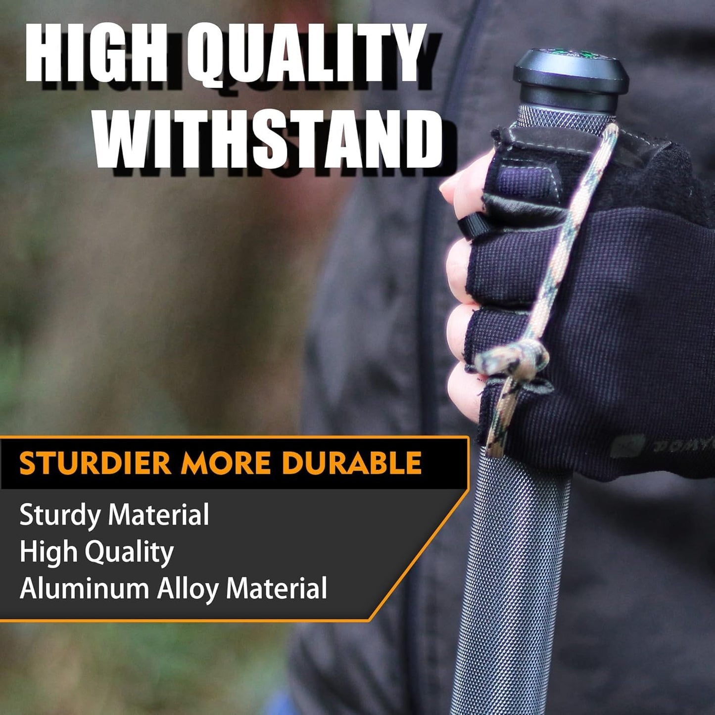 aiGear H2 Survive Tactical Walking Stick Multi Tool – 7-in-1 Survival Hiking Staff, Adjustable Trekking Poles for Men, Outdoor Self Defense Stick for Camping, Hiking & Emergency (Fits 4‘9“ to 6’4”)