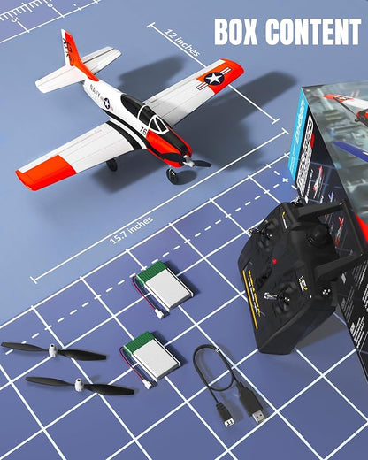 volantexrc RC Plane for Beginners 4CH WWII RC Airplane T28 Trojan with Aileron 2.4Ghz Remote Control Plane with Xpilot Self Righting &amp One Key Aerobatic for Adults (761-9 RTF)
