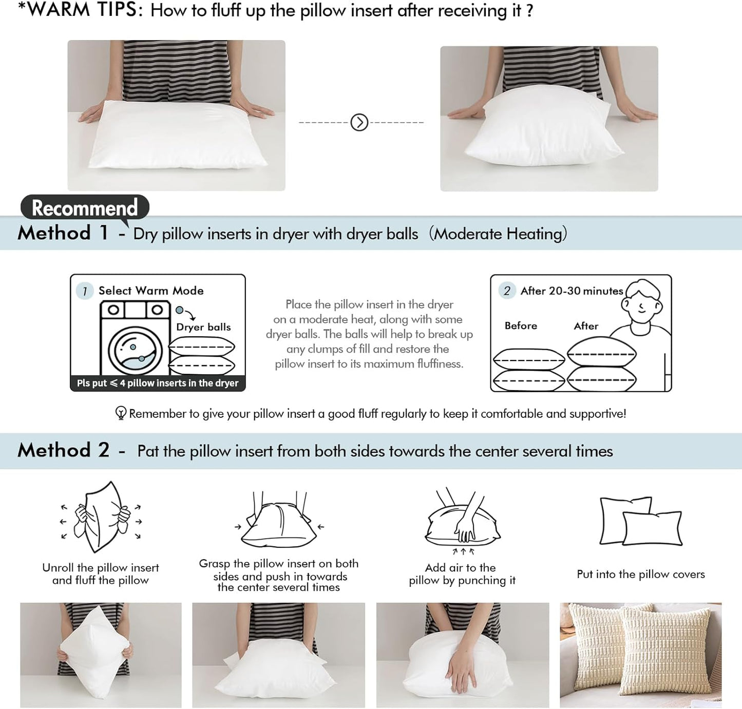 MIULEE Outdoor Pillow Inserts - Water-Resistant Decorative Throw Pillows | Pack of 2, 12x12 Inches