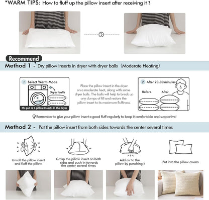 MIULEE Outdoor Pillow Inserts - Water-Resistant Decorative Throw Pillows | Pack of 2, 12x12 Inches