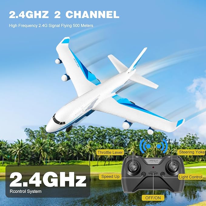 4DRC G2 Foam Remote Control Airplanes RC Planes for Kids Adults RC Airplane Fighter Jet with 3 Battery for Beginners Adult Light Airplane Toy Gifts for Kids Boys （3 Battery）