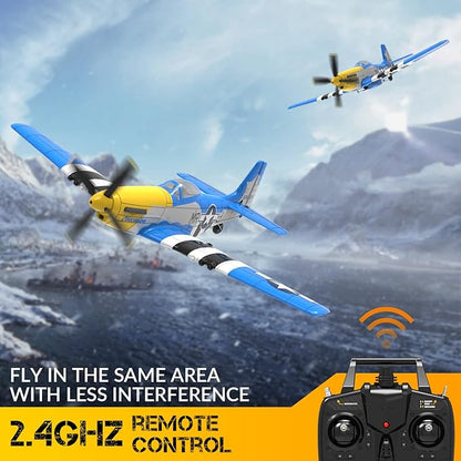 Remote Control Airplane for Adults P51 Mustang 4 Channel RC Plane with 6-Axis Gyro Aerobatic WW2 Warbird Fighter Glider Park Flyer Gift