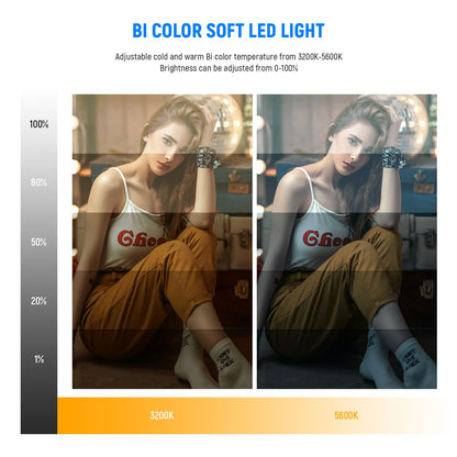 NEEWER 13" LED Video Light Panel Kit, 2 Pack Bi Color Dimmable with Tripod Stand, 4000mAh Battery, 3200K-5600K CRI97+, USB, for Studio/Streaming/YouTube, Black, NL-192AI