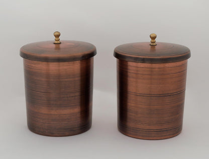Handcrafted Copper Kitchen Canisters Set of 3 - Antique Finish Storage Containers with Lids - Rustic Decorative Jars for Coffee, Tea, Sugar, Spices