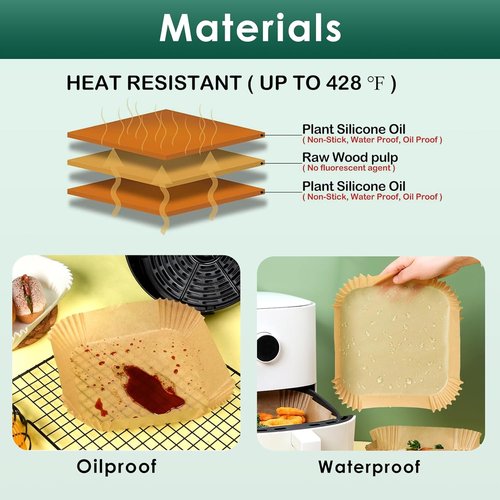 COSORI Disposable Air Fryer Liners - 100PCS Parchment Paper Sheets for 2 QT Mini Air Fryer | 4.7 Inch Square