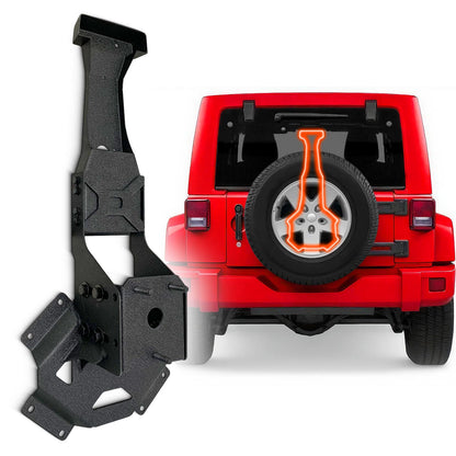 KLYONA for JK up to 37" Spare Tire Carrier with Third Brake Light Bracket Compatible with 2007 2008 2009 2010 2011 2012 2013 2014 2015 2016 2017 2018 Jeep Wrangler JK JKU Width-Adjustable Tire Lift