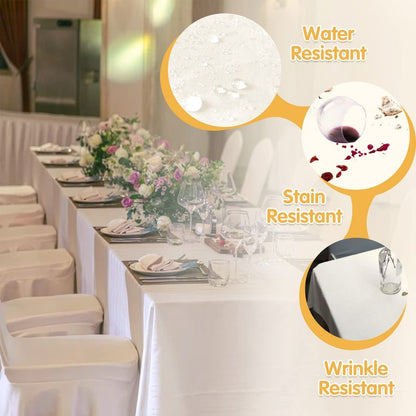 BRILLMAX 6 Pack Ivory Tablecloths 90 x 156 Inch for 8ft Rectangle Tables - 150 GSM Polyester Fabric, Floor Length Drop, Water, Stain & Wrinkle Resistant Cloth Cover for Wedding Reception Banquet