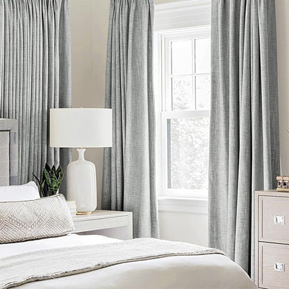 MIULEE Linen Curtains - 100% Blackout Thermal Insulated Drapes in Glacier Gray | 52 x 45 Inch (2 Panels)