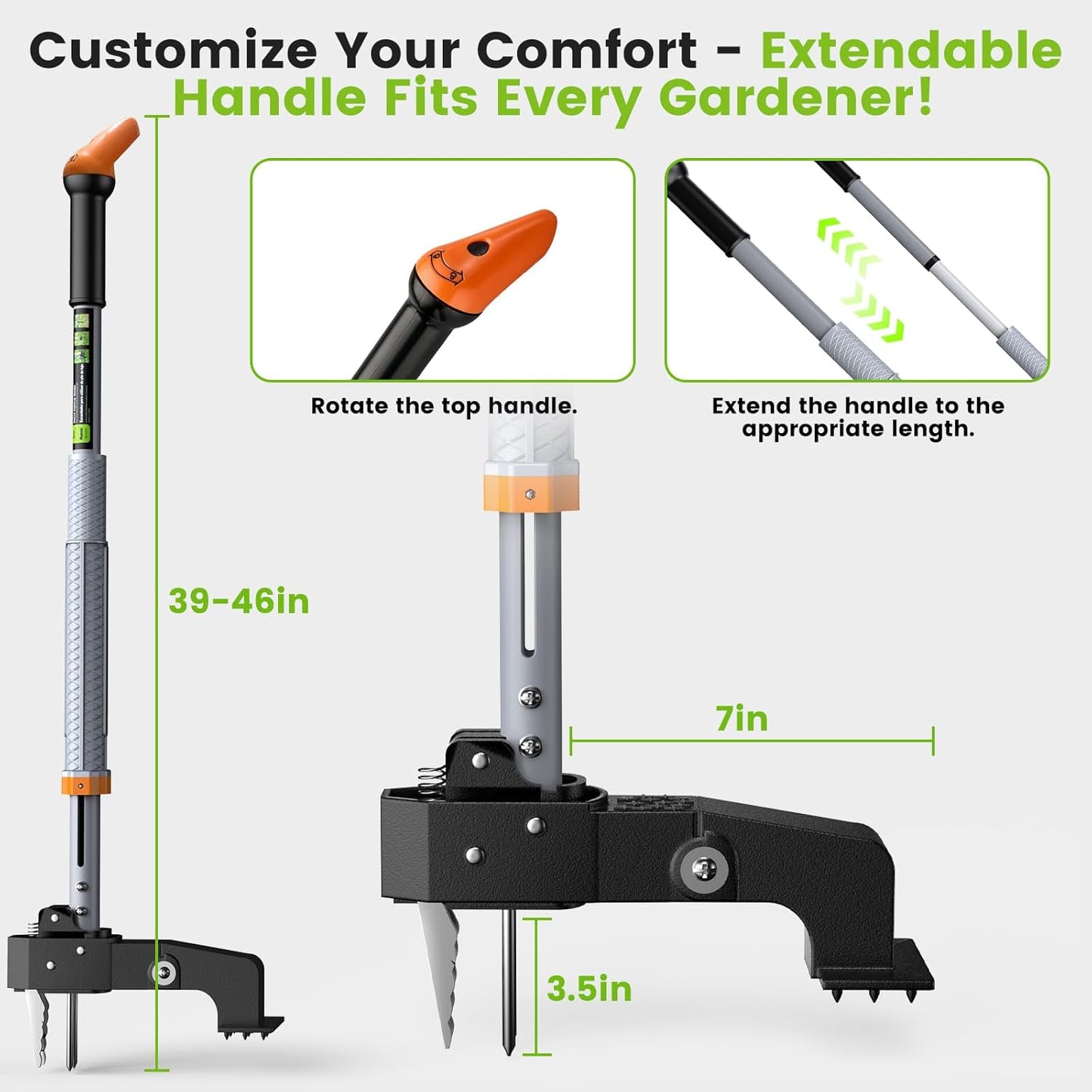 Stand Up Weed Puller Tool by [Brand Name] - 4-Claw Steel Head, 39"-46" Adjustable Handle for Easy Dandelion Removal