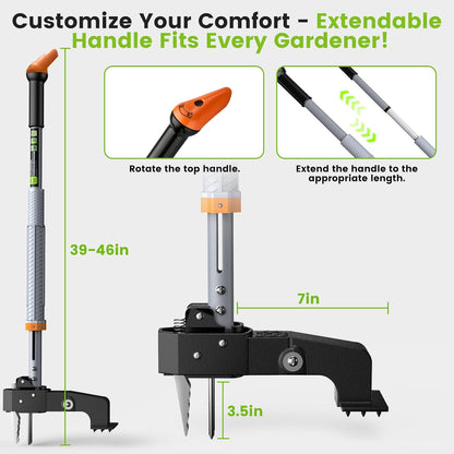 Stand Up Weed Puller Tool by [Brand Name] - 4-Claw Steel Head, 39"-46" Adjustable Handle for Easy Dandelion Removal
