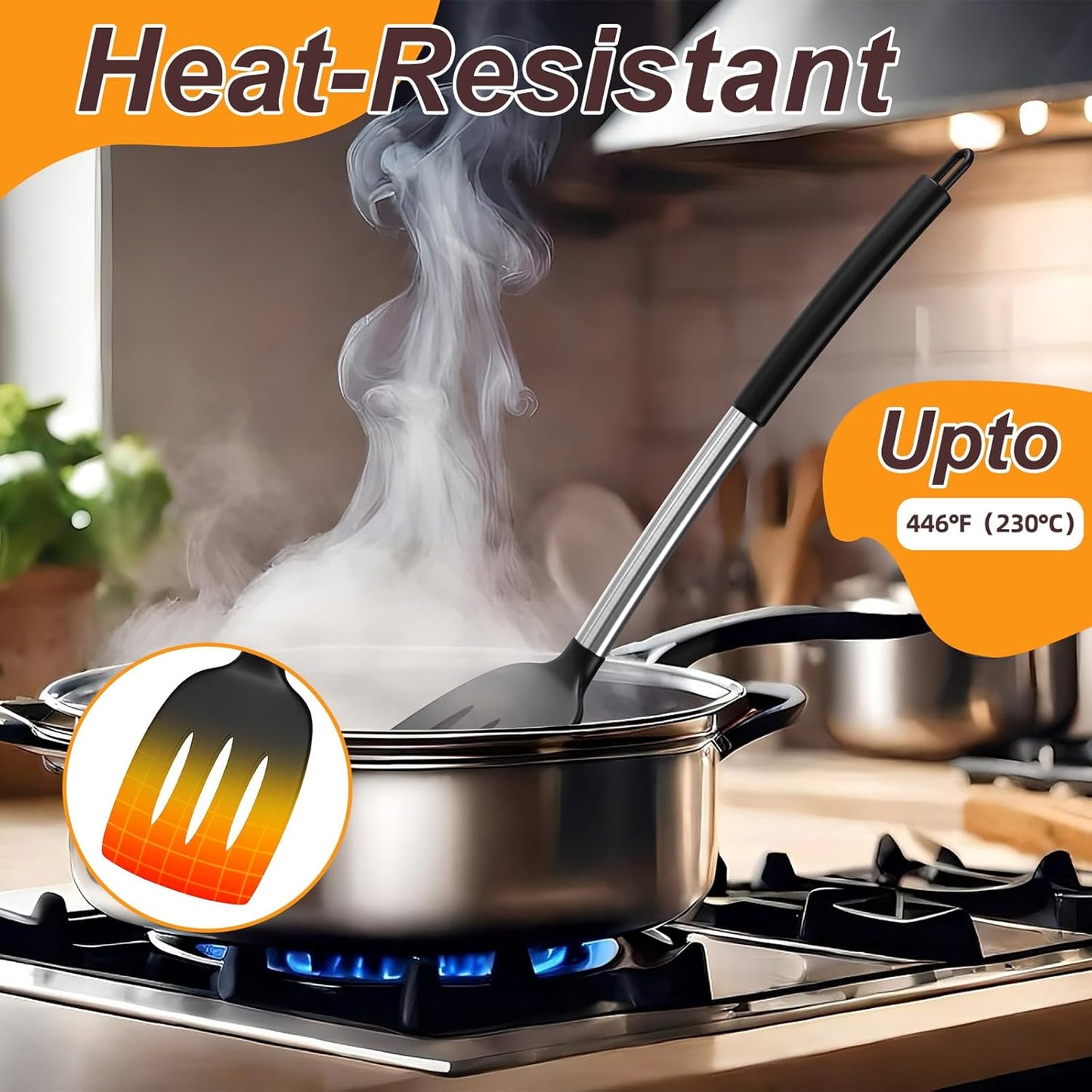 Yoehka Silicone Cooking Utensils Set - 4-Piece Heat Resistant Kitchen Tools for Nonstick Cookware | Black