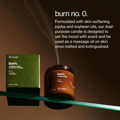 Maude Burn No. 0 - Unscented Hydrating + Skin-Softening Soybean + Jojoba Oil Massage Candle - Fragrance-Free, Soothing Warm Massage Oil Candle - Relaxing Self Care Gifts (4 oz)
