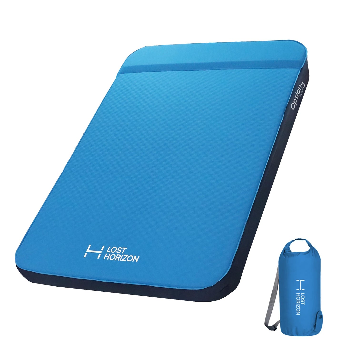 Lost Horizon Air & Foam Camping Mattress, Self-Inflating Sleeping Pad, 3" Thick, with Pump Sack, Full