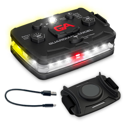 Guardian Angel Elite Series Safety Light - White Front & Yellow Rear - Rechargeable, Magnetic, Hands-Free Wearable & Mountable LED Flashlight for Construction, Roadside, Utility & Industrial PPE