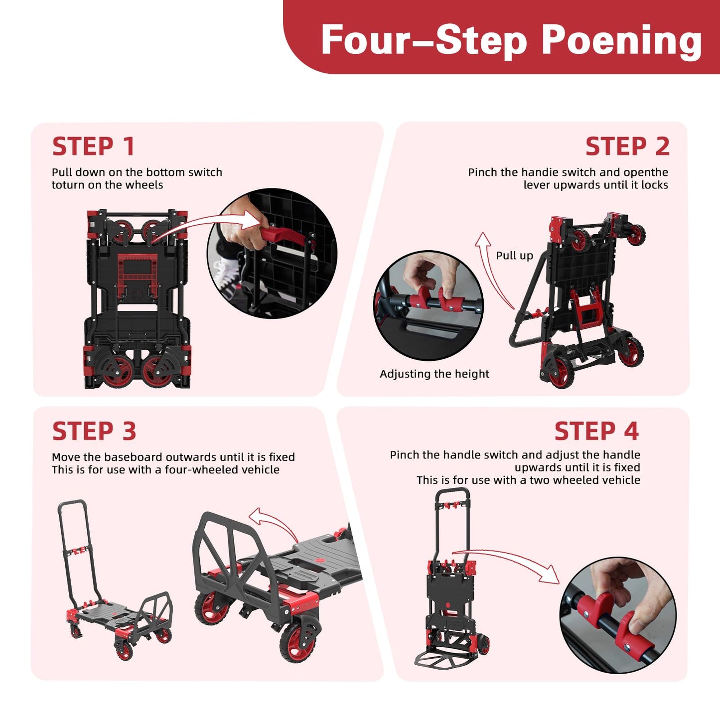 Garstc 2 in 1 Folding Hand Truck with Folding Basket,Heavy Duty Hand Truck Dolly 330lbs Capacity with Telescoping Handle,Portable Dolly Cart with Wheels and Bungee Cords for Moving