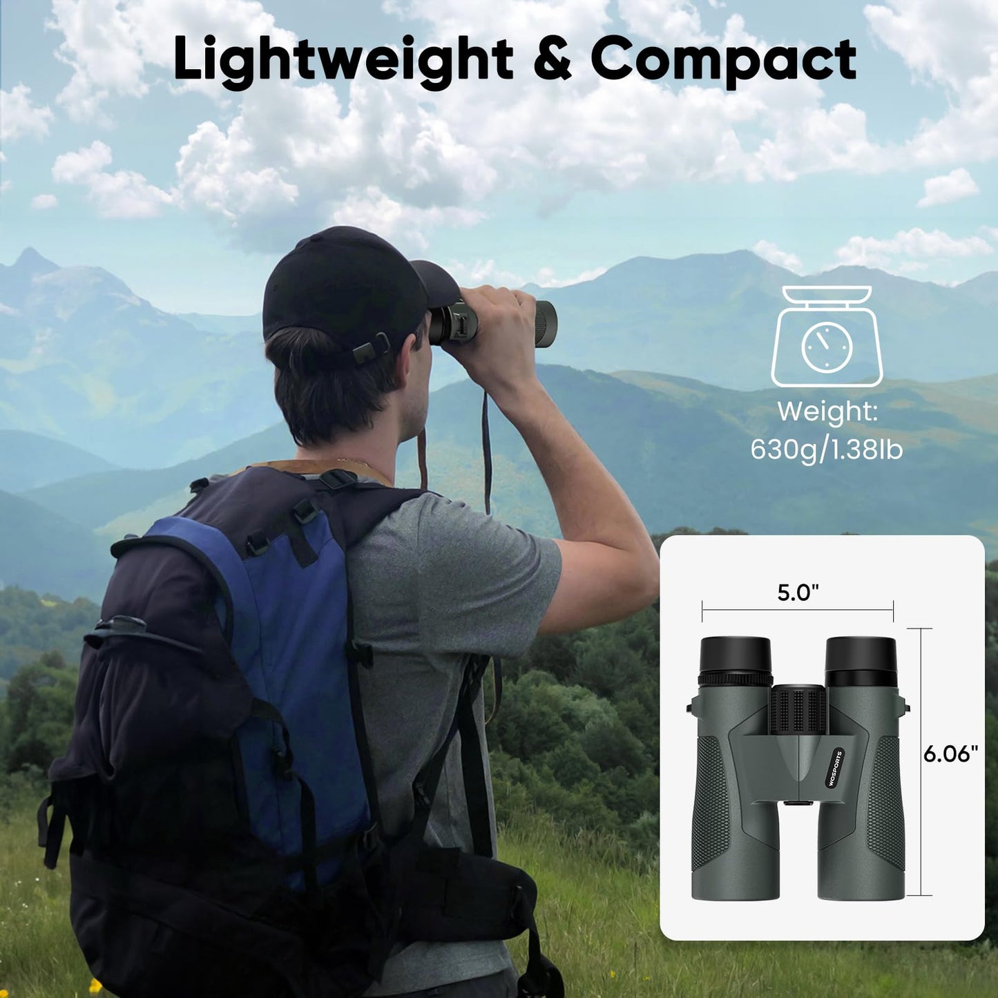 WOSPORTS 10x42 Binoculars for Adults - IP67 Waterproof Binoculars for Bird Watching, Camping, Hiking