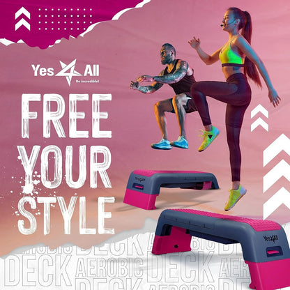 Yes4All Multifunctional Fitness Aerobic Step Platform/Aerobic Deck, Household Step Workout Bench for Home Gym (Red/Black)