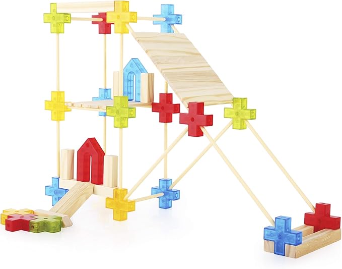 Guidecraft Texo 100 Piece Set - 3D Geometric Designs Educational Interlocking Shapes- Architectural Building-Bricks STEM Toys for Kids