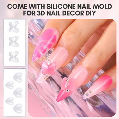 Makartt Clear Gel Builder Kit: Self-Levelling, Long Lasting Extension Hard Gels for Strengthener, Broken Nails Repair Gel Kit with Paper Forms, Dual forms, Nail File and Dual-End Brush 1.06 oz