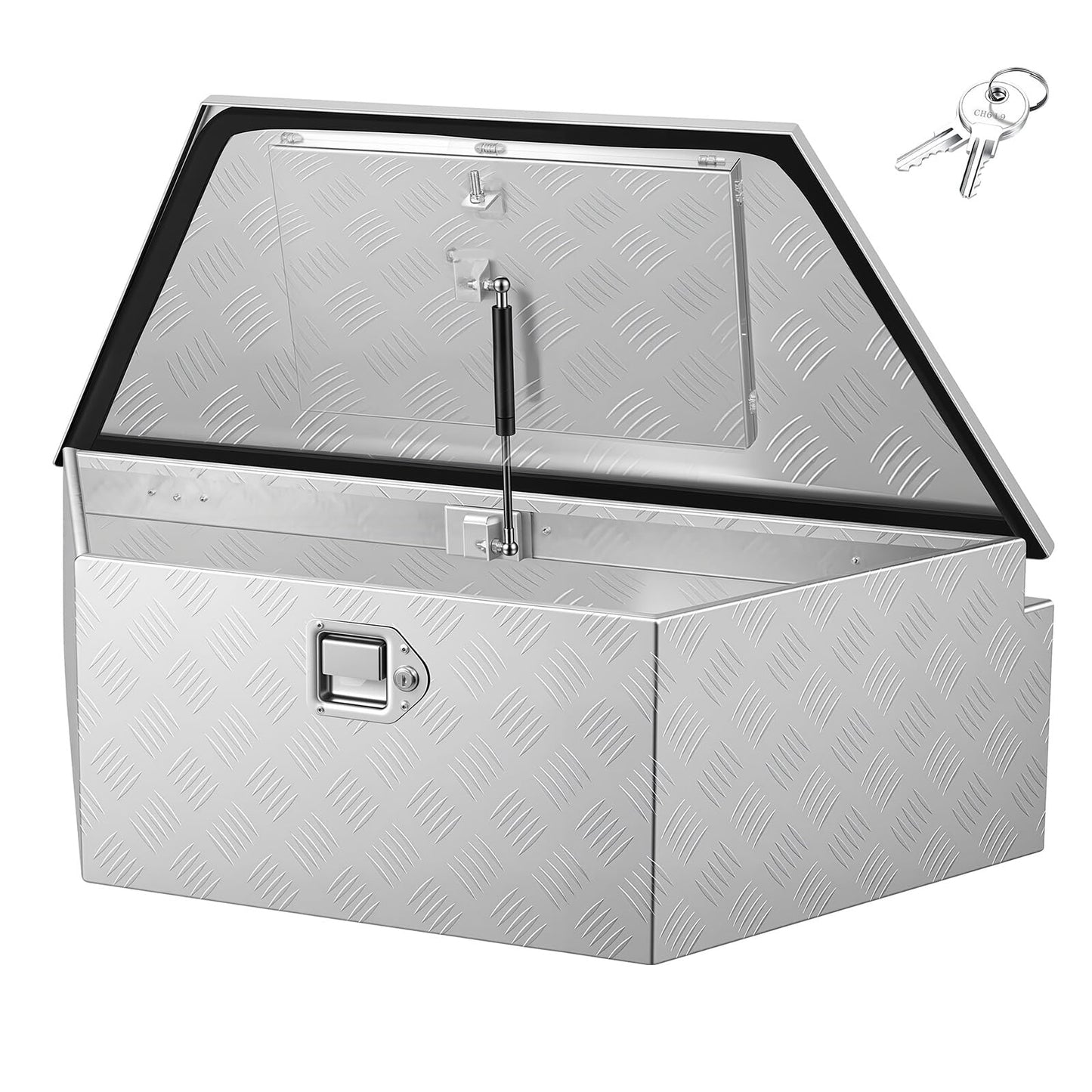 VEVOR Trailer Tongue Box, Heavy Duty Trailer Tongue Tool Box Storage Organizer with Lock & Keys, Utility Tool Chest for Pickup Truck Bed, RV, SUV, Off-Road Vehicle, Aluminum, 39" x 16.5" x 12", Silver