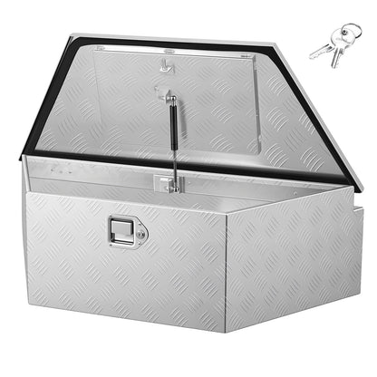 VEVOR Trailer Tongue Box, Heavy Duty Trailer Tongue Tool Box Storage Organizer with Lock & Keys, Utility Tool Chest for Pickup Truck Bed, RV, SUV, Off-Road Vehicle, Aluminum, 39" x 16.5" x 12", Silver