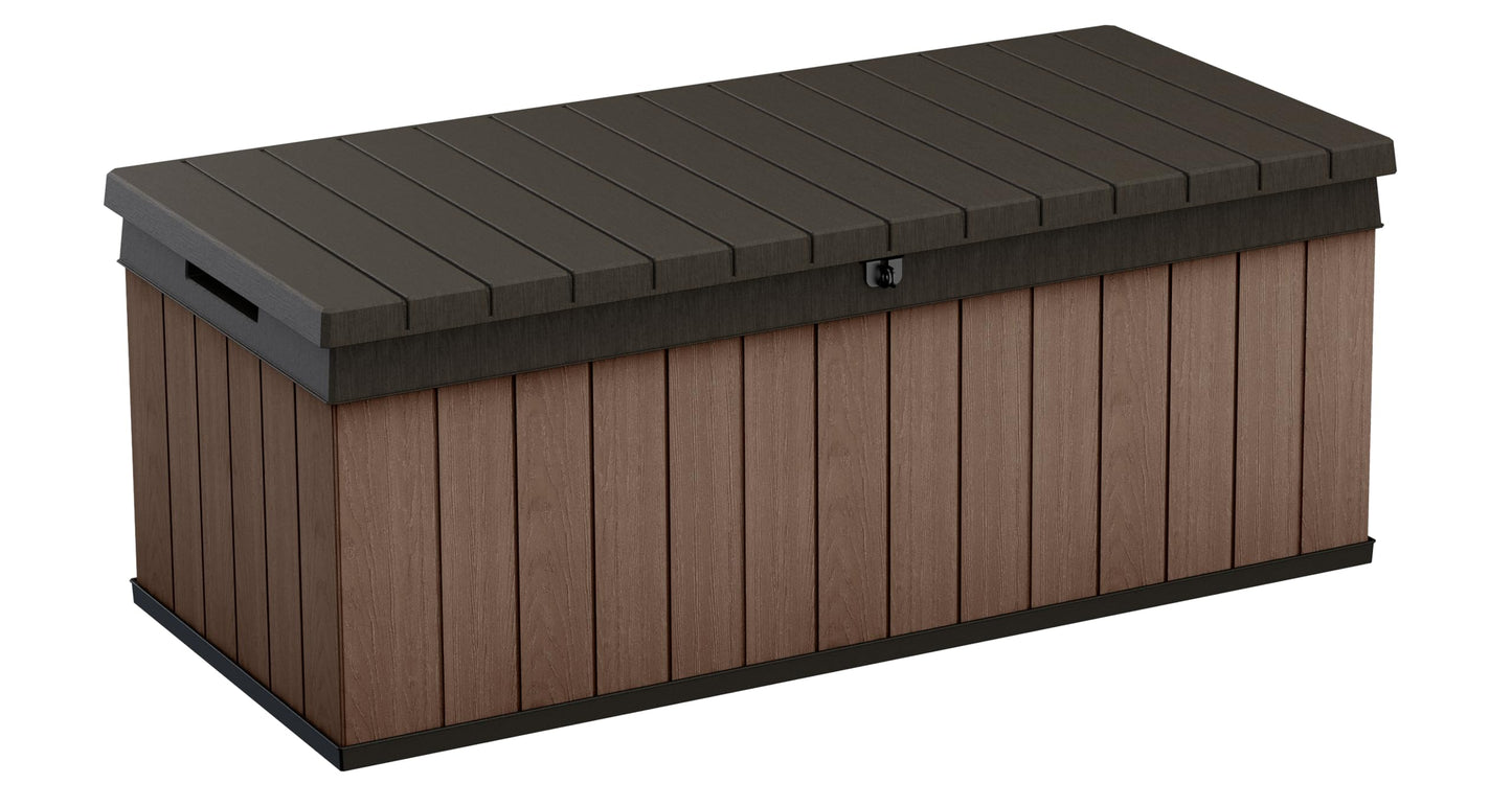 Keter Darwin 100 Gallon Resin Large Deck Box - Organization and Storage for Patio Furniture, Outdoor Cushions, Garden Tools and Pool Gear
