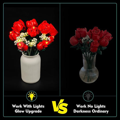 VONADO Light Kit Compatible with Lego-Bouquet-of-Roses-10328 Flowers Icons (Lights Only No Models) Creative LED Lighting Set Compatible with Lego 10328 Valentines Roses Bouquet Building Set