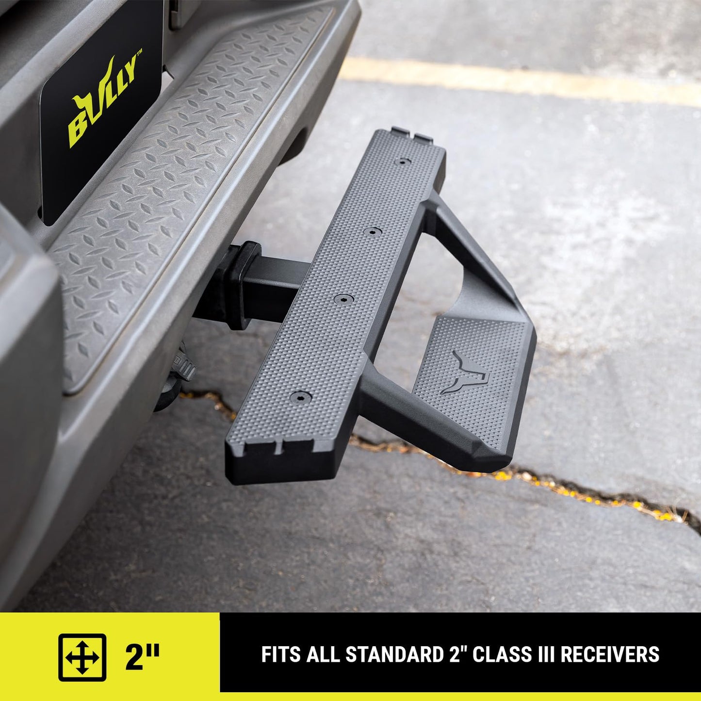 Bully Black 2" Class III Trailer Towing Hitch Step, Black Powder-Coated Cast Aluminum, 23" Wide