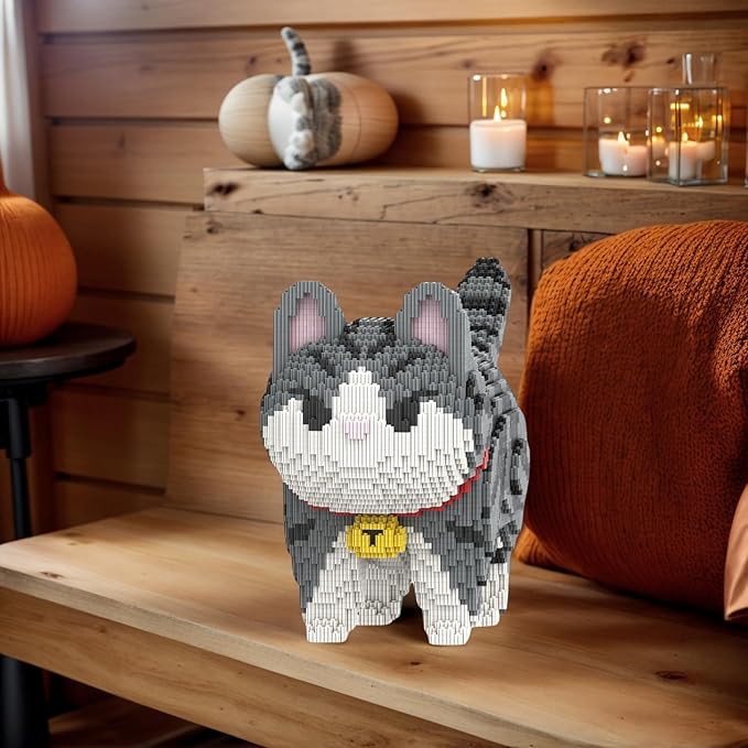 Gray Cat Micro Mini Building Block Sets for Adults No Compatible with Lego 6470PCS Pet Building Toys for Home &amp Office Decor MOC 3D Creative Model Gifts for Christmas